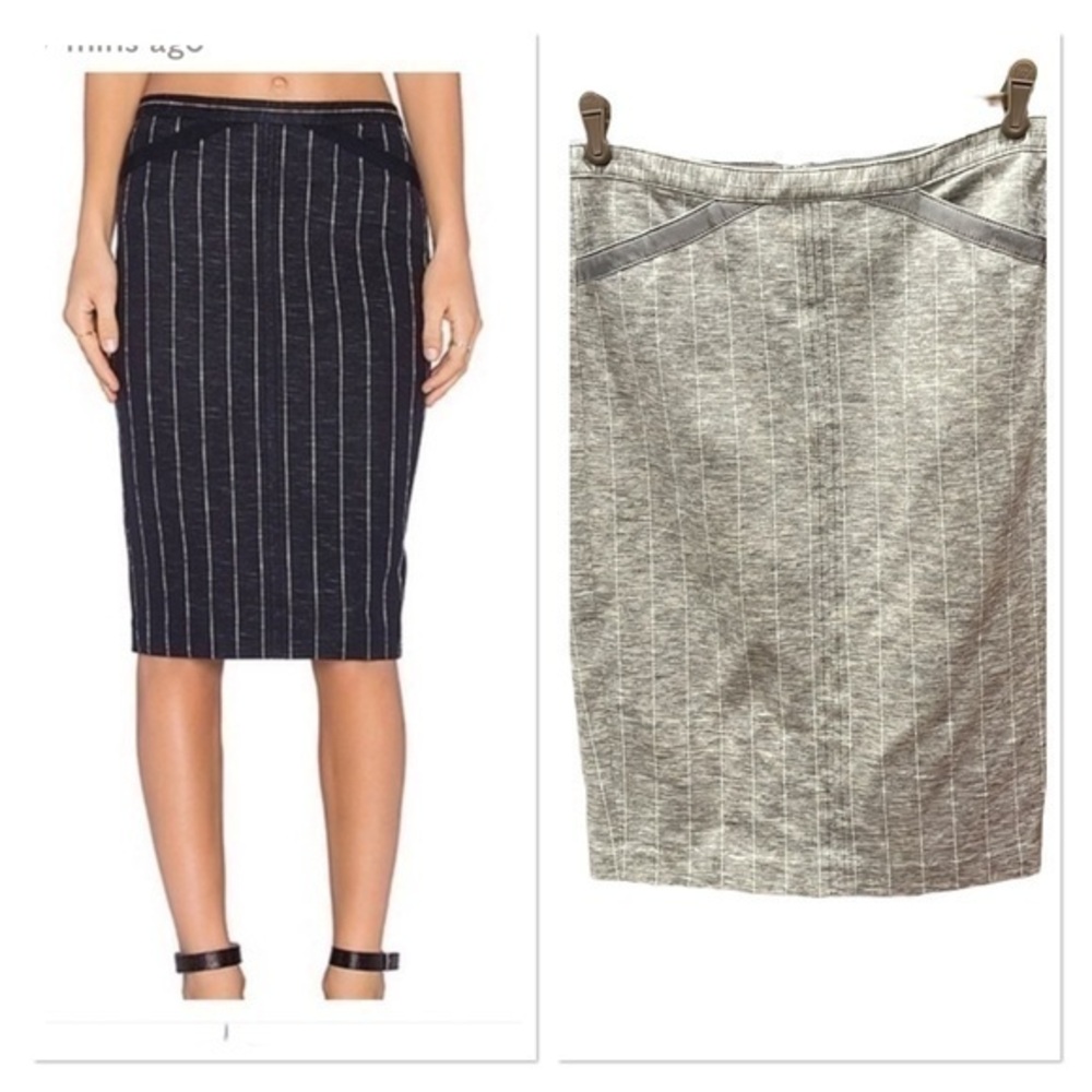 🍕🪻ATM skirt midi pinstripe gray white medium CLOSEOUT